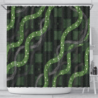 Hawaiian Quilt Shower Curtain Pele Hair Hinahina Lei Black Version LT05 - Polynesian Pride