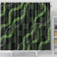 Hawaiian Quilt Shower Curtain Pele Hair Hinahina Lei Black Version LT05 - Polynesian Pride