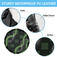 Hawaiian Quilt Spare Tire Cover Pele Hair Hinahina Lei Black Version
