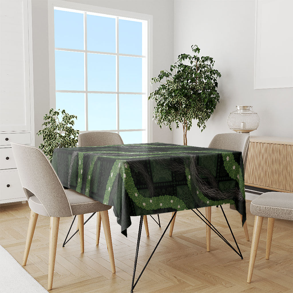 Hawaiian Quilt Tablecloth Pele Hair Hinahina Lei Black Version