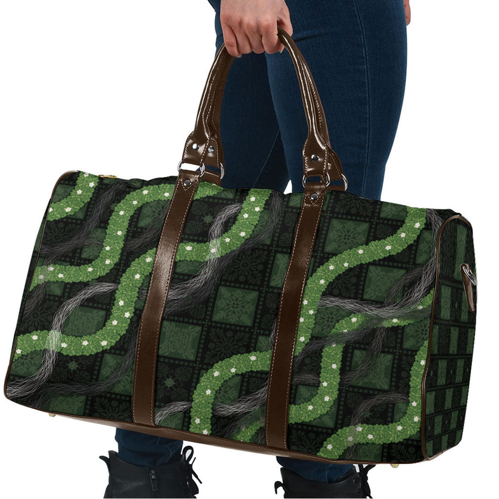 Hawaiian Quilt Travel Bag Pele Hair Hinahina Lei Black Version LT05 - Polynesian Pride