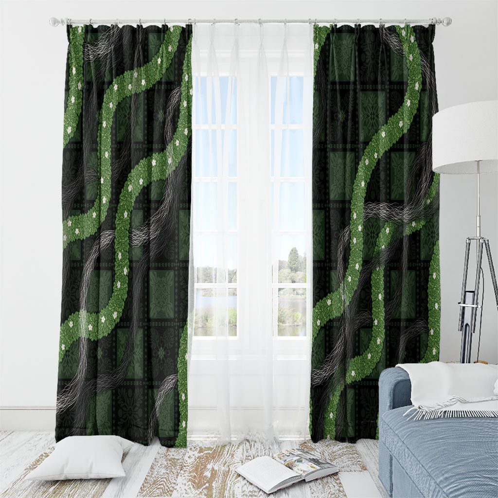 Hawaiian Quilt Window Curtain Pele Hair Hinahina Lei Black Version