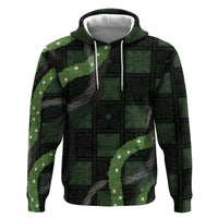 Hawaiian Quilt Zip Hoodie Pele Hair Hinahina Lei Black Version