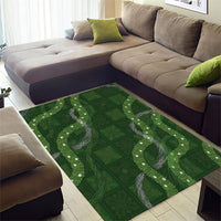 Hawaiian Quilt Area Rug Pele Hair Hinahina Lei Green Version