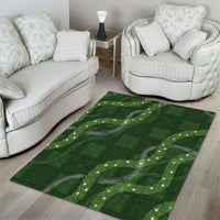 Hawaiian Quilt Area Rug Pele Hair Hinahina Lei Green Version