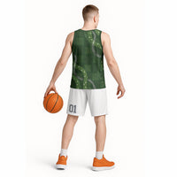 Hawaiian Quilt Basketball Jersey Pele Hair Hinahina Lei Green Version