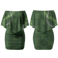 Hawaiian Quilt Couples Matching Off Shoulder Short Dress and Long Sleeve Button Shirt Pele Hair Hinahina Lei Green Version LT05 - Polynesian Pride