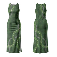 Hawaiian Quilt Couples Matching Tank Maxi Dress and Hawaiian Shirt Pele Hair Hinahina Lei Green Version LT05 - Polynesian Pride