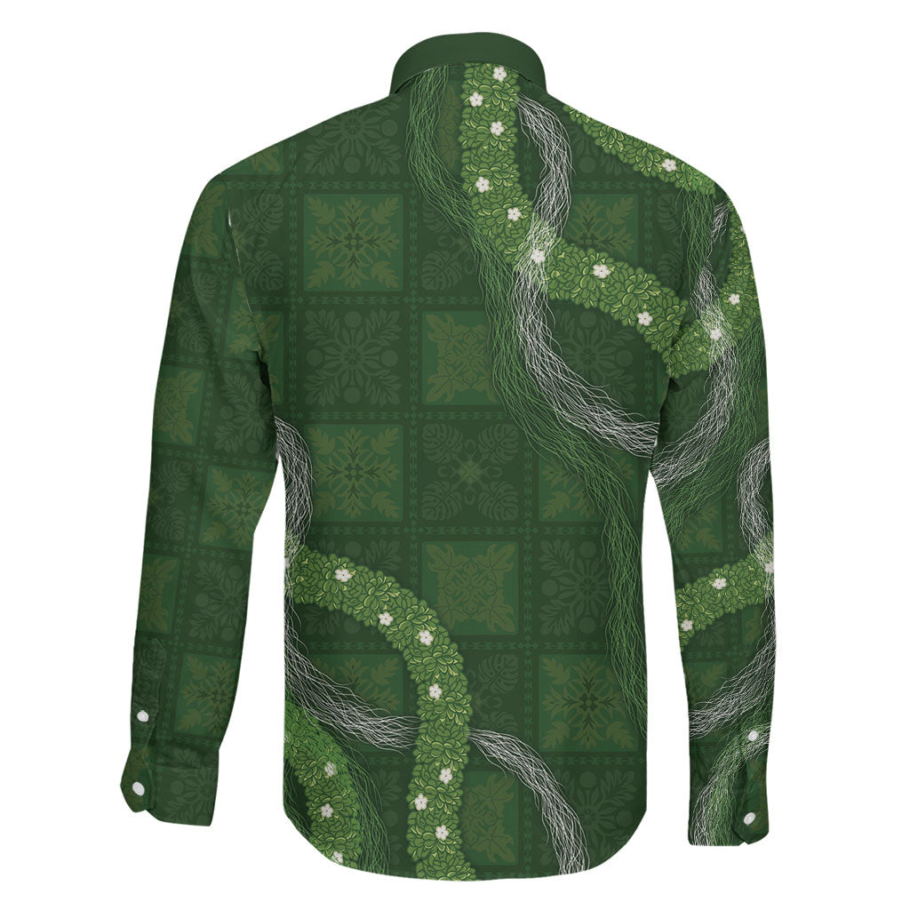 Hawaiian Quilt Family Matching Mermaid Dress and Hawaiian Shirt Pele Hair Hinahina Lei Green Version LT05 - Polynesian Pride