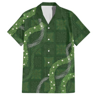 Hawaiian Quilt Family Matching Off Shoulder Short Dress and Hawaiian Shirt Pele Hair Hinahina Lei Green Version LT05 Dad's Shirt - Short Sleeve Green - Polynesian Pride