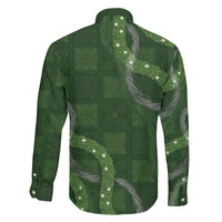 Hawaiian Quilt Family Matching Short Sleeve Bodycon Dress and Hawaiian Shirt Pele Hair Hinahina Lei Green Version LT05 - Polynesian Pride