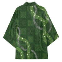 Hawaiian Quilt Kimono Pele Hair Hinahina Lei Green Version