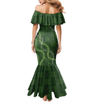 Hawaiian Quilt Mermaid Dress Pele Hair Hinahina Lei Green Version