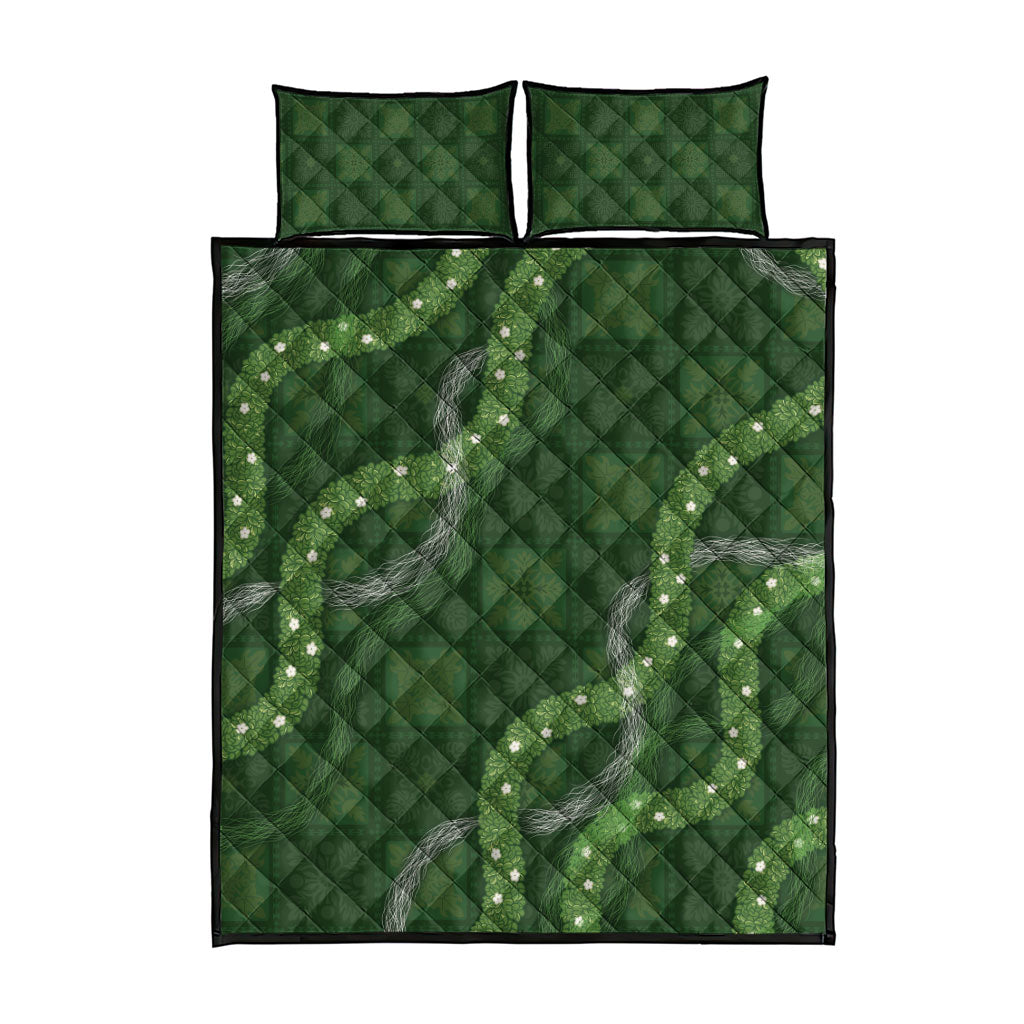 Hawaiian Quilt Quilt Bed Set Pele Hair Hinahina Lei Green Version LT05 - Polynesian Pride