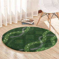 Hawaiian Quilt Round Carpet Pele Hair Hinahina Lei Green Version