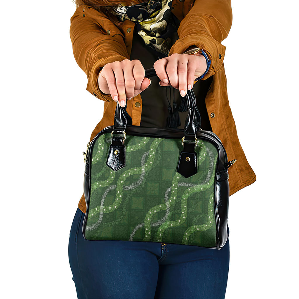 Hawaiian Quilt Shoulder Handbag Pele Hair Hinahina Lei Green Version