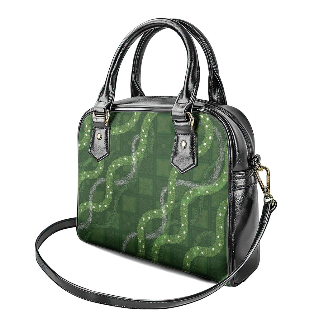 Hawaiian Quilt Shoulder Handbag Pele Hair Hinahina Lei Green Version