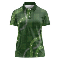 Hawaiian Quilt Women Polo Shirt Pele Hair Hinahina Lei Green Version LT05 Female Green - Polynesian Pride
