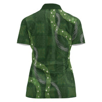 Hawaiian Quilt Women Polo Shirt Pele Hair Hinahina Lei Green Version LT05 - Polynesian Pride