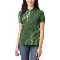 Hawaiian Quilt Women Polo Shirt Pele Hair Hinahina Lei Green Version LT05 - Polynesian Pride