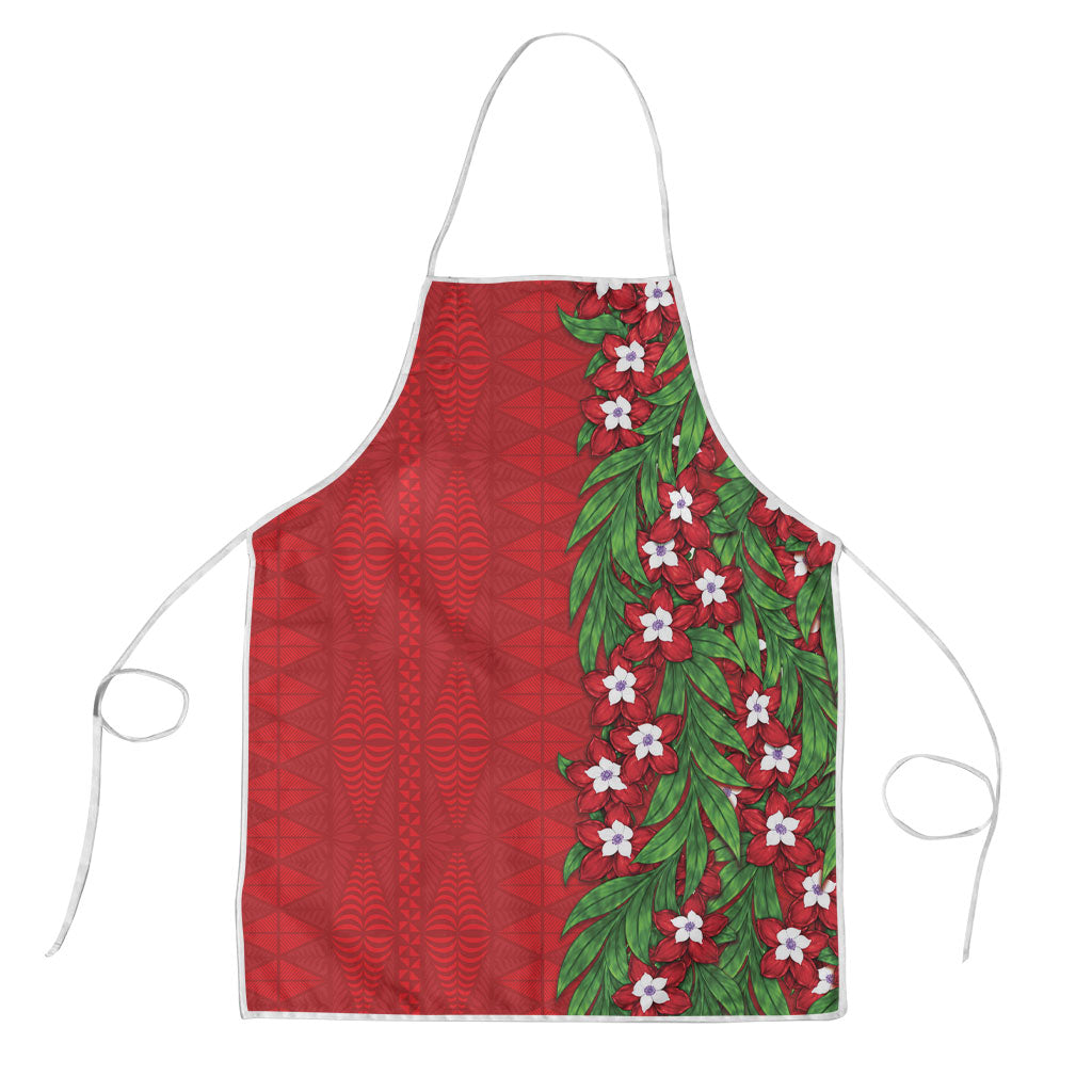 Tonga Language Week Apron Heilala Floral Red LT05 Red - Polynesian Pride