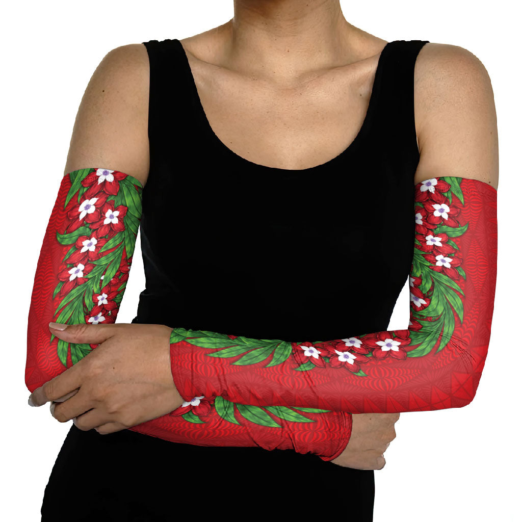 Tonga Language Week Arm Sleeves Heilala Floral Red