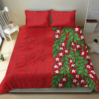 Tonga Language Week Bedding Set Heilala Floral Red