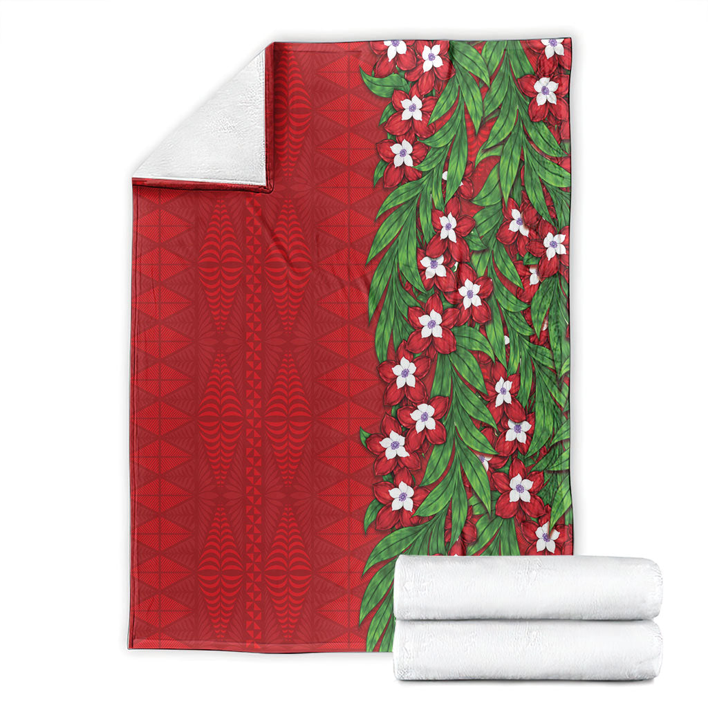 Tonga Language Week Blanket Heilala Floral Red