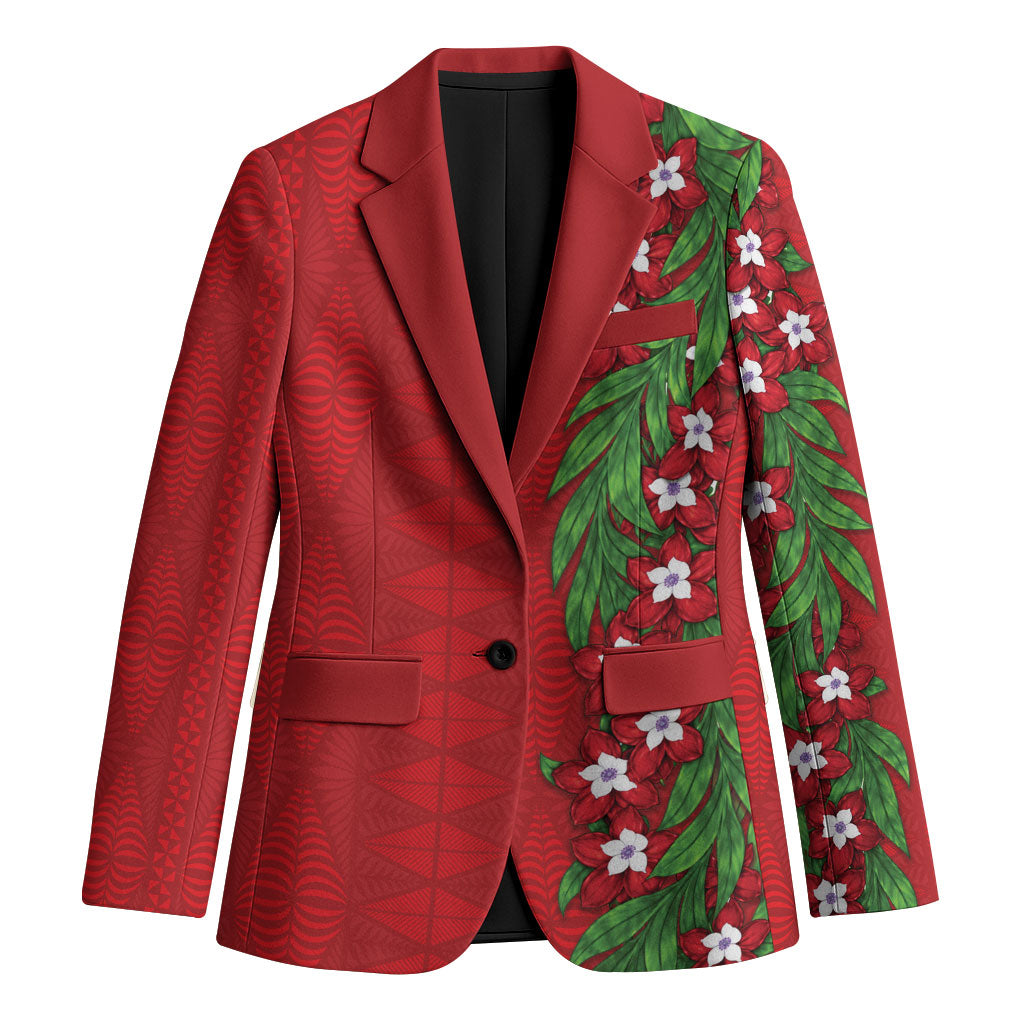 Tonga Language Week Blazer Heilala Floral Red