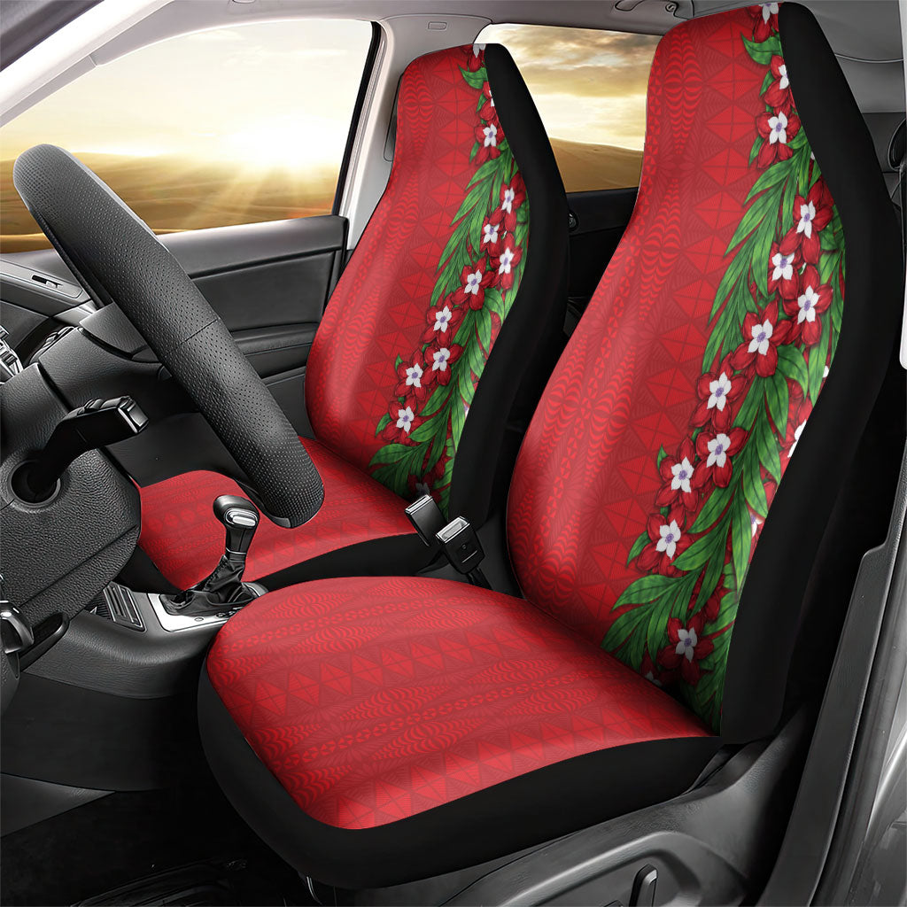 Tonga Language Week Car Seat Cover Heilala Floral Red