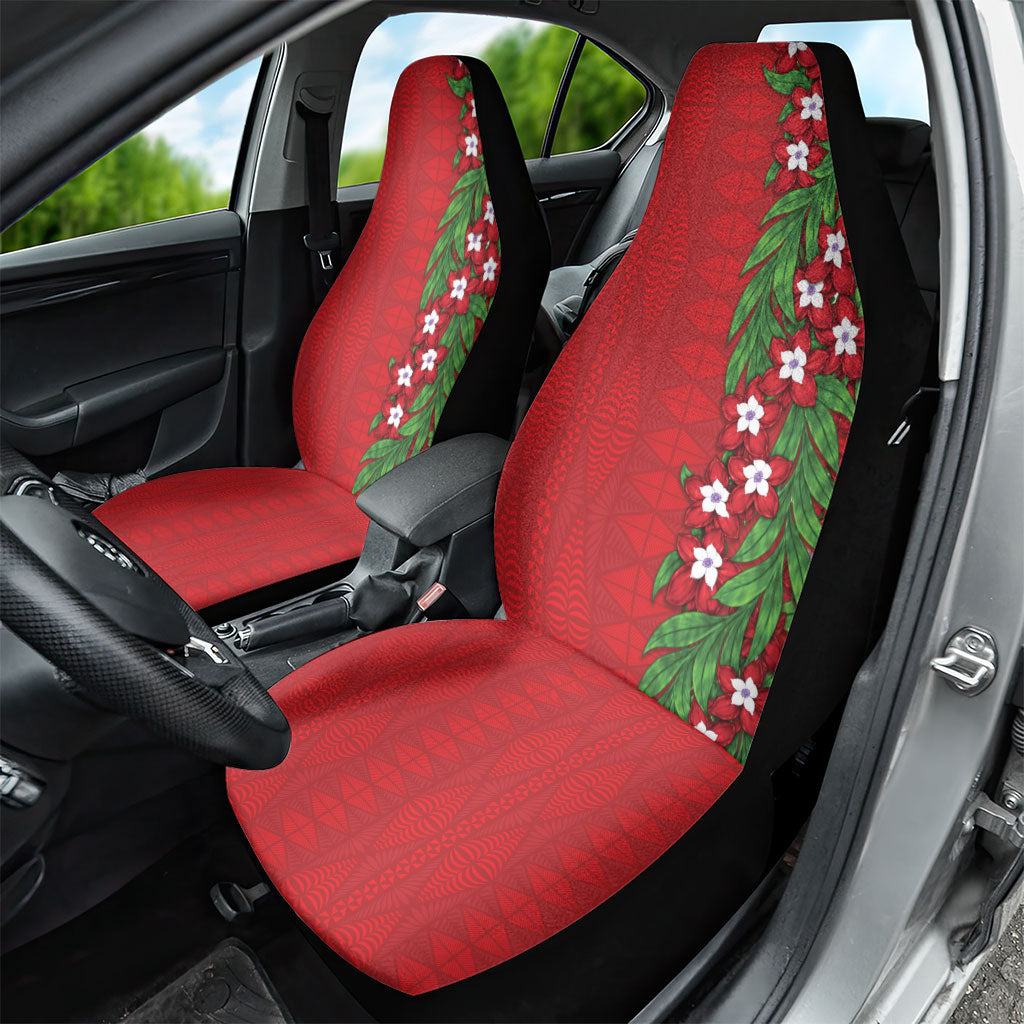 Tonga Language Week Car Seat Cover Heilala Floral Red