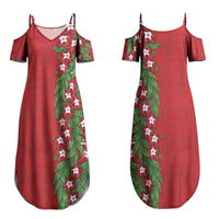 Tonga Language Week Family Matching Summer Maxi Dress and Hawaiian Shirt Heilala Floral Red