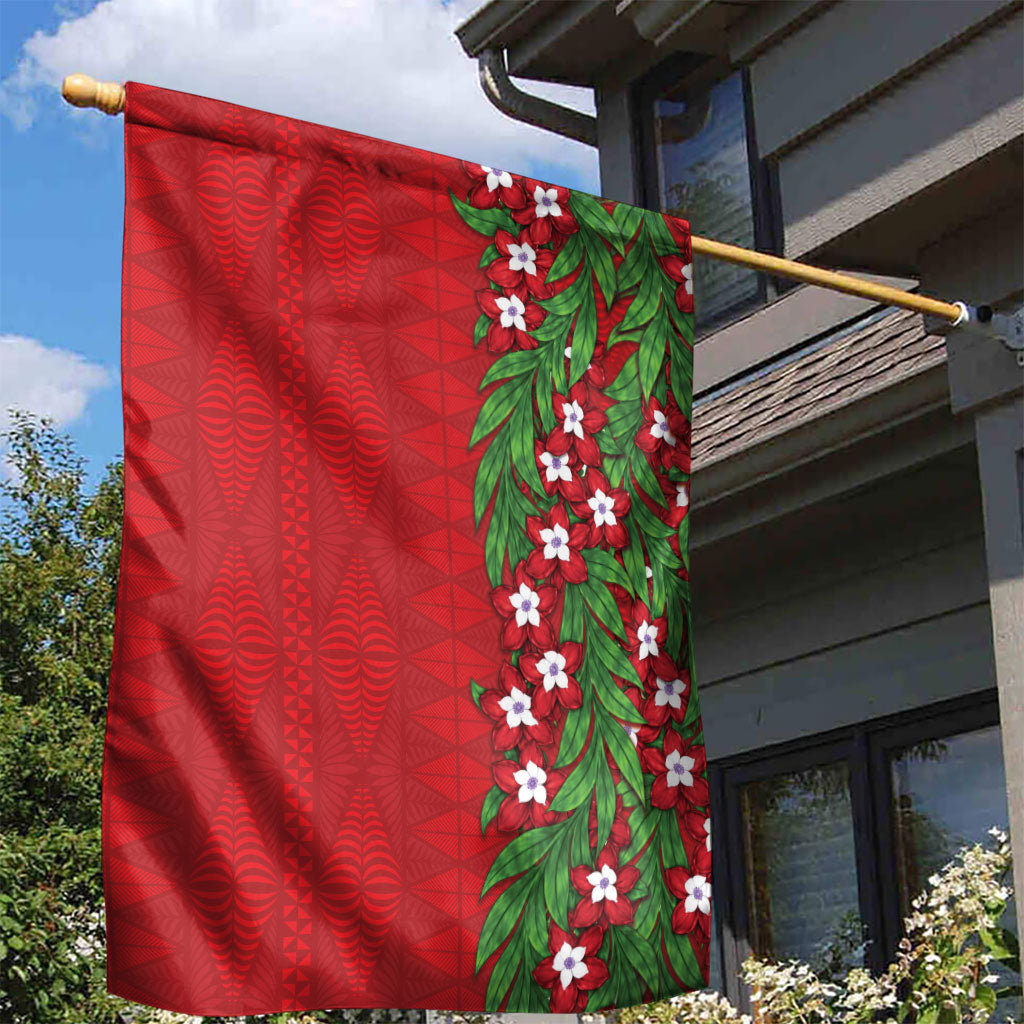 Tonga Language Week Garden Flag Heilala Floral Red