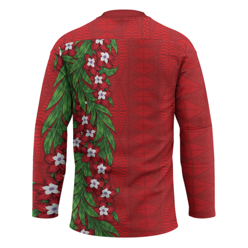Tonga Language Week Hockey Jersey Heilala Floral Red