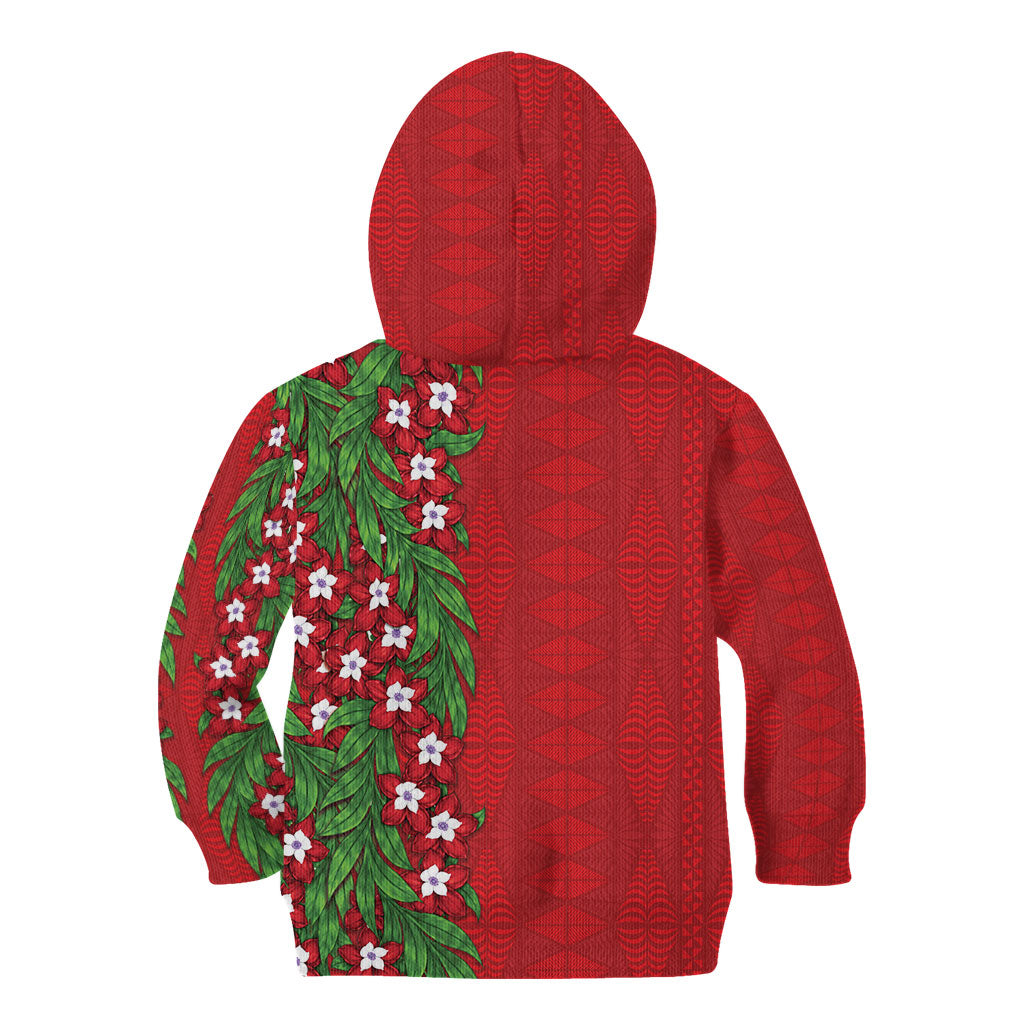 Tonga Language Week Kid Hoodie Heilala Floral Red