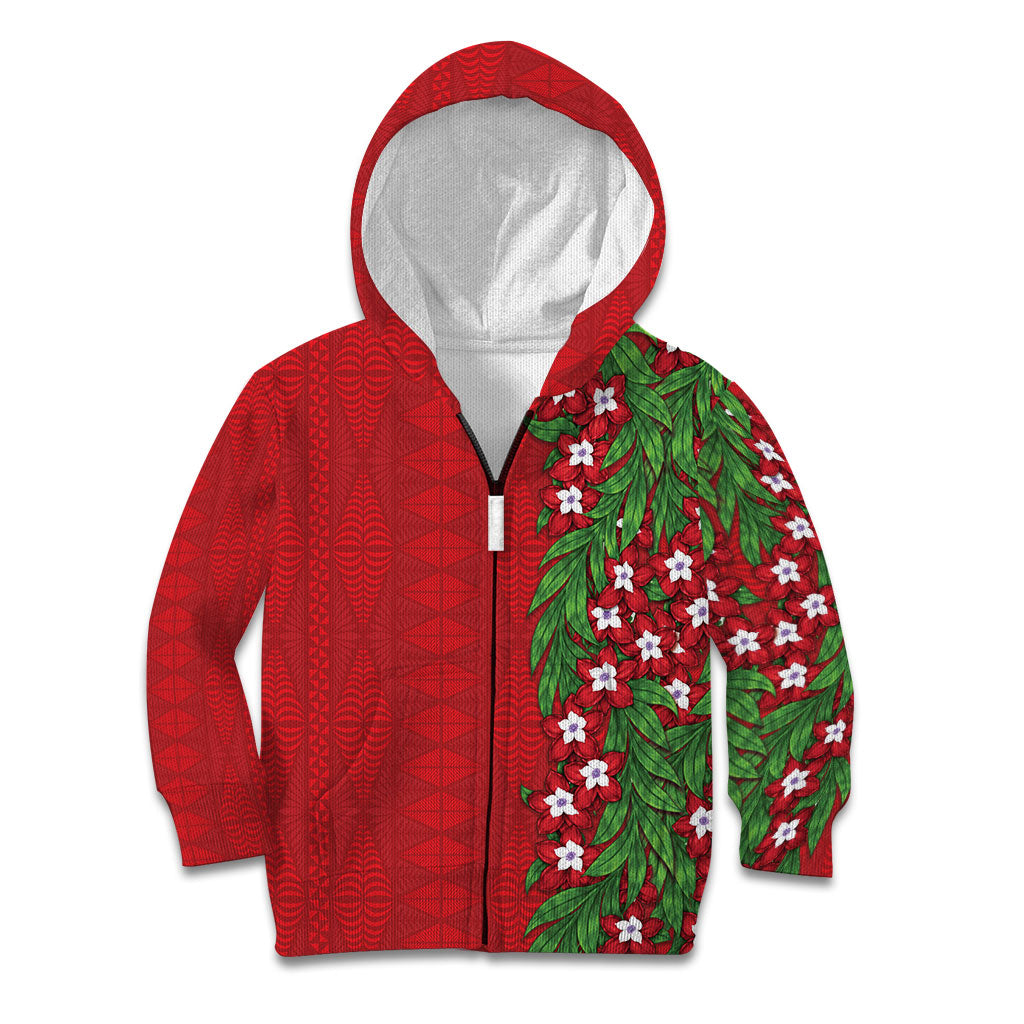 Tonga Language Week Kid Hoodie Heilala Floral Red
