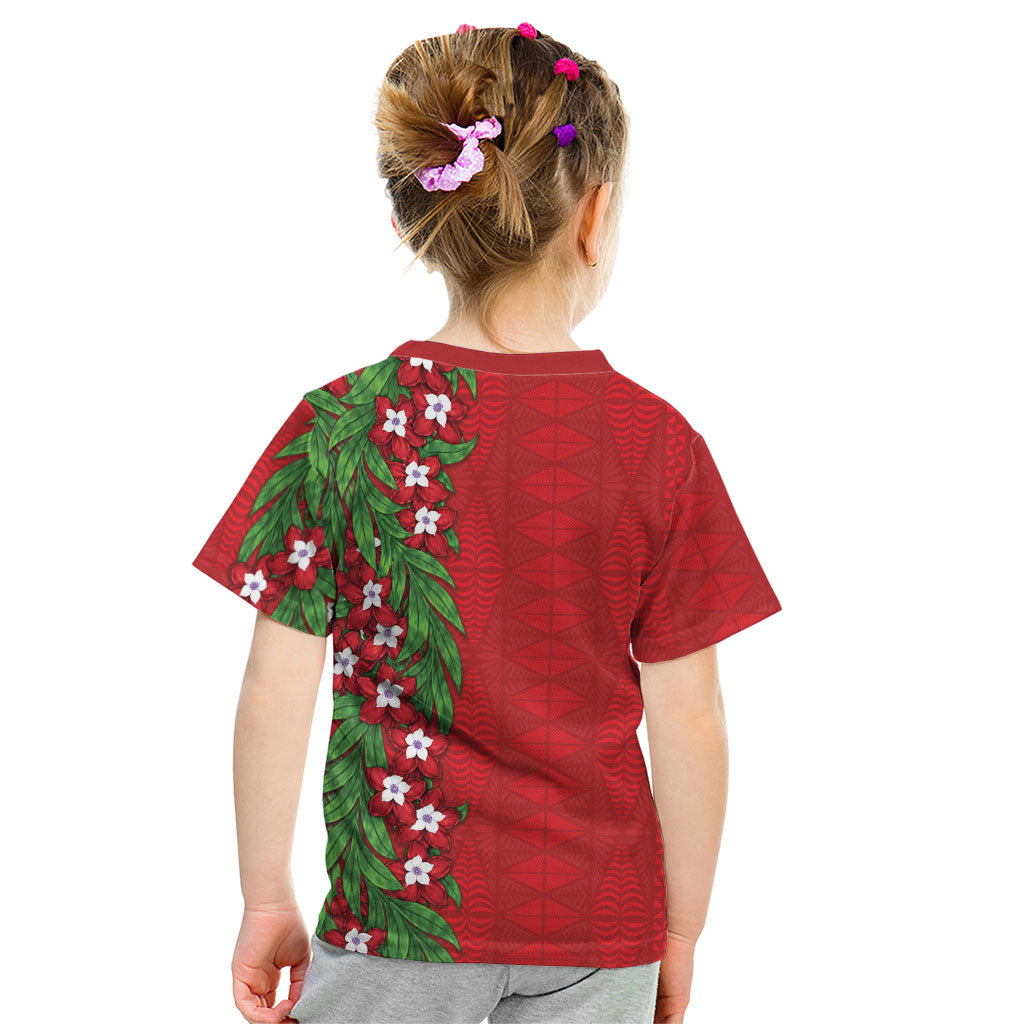 Tonga Language Week Kid T Shirt Heilala Floral Red
