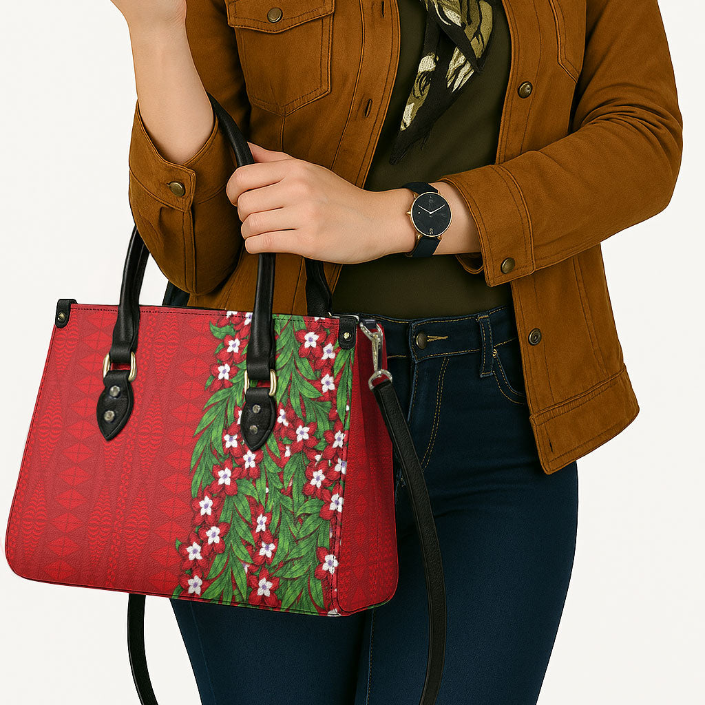 Tonga Language Week Leather Bag Heilala Floral Red