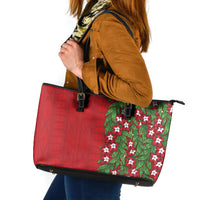 Tonga Language Week Leather Tote Bag Heilala Floral Red