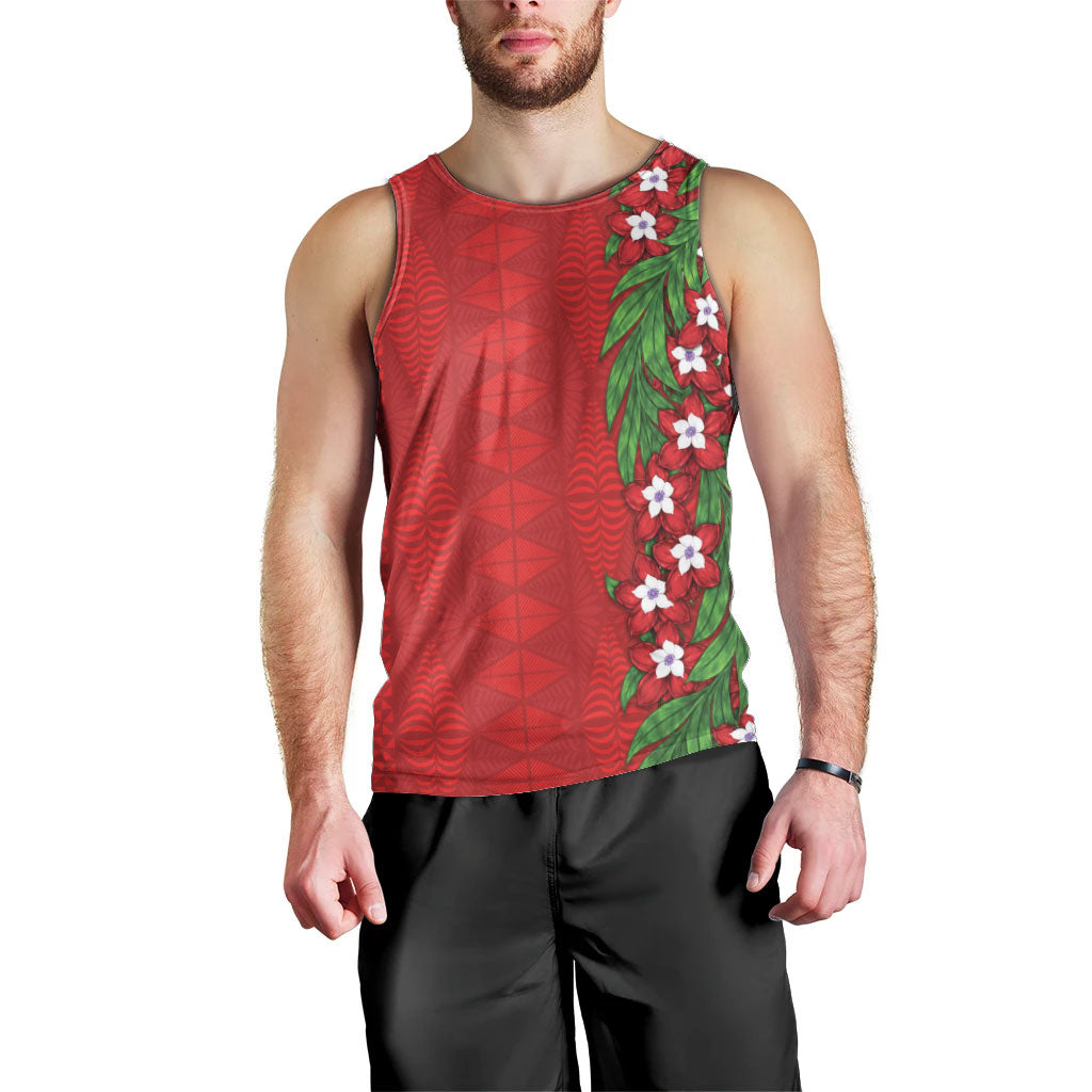 Tonga Language Week Men Tank Top Heilala Floral Red
