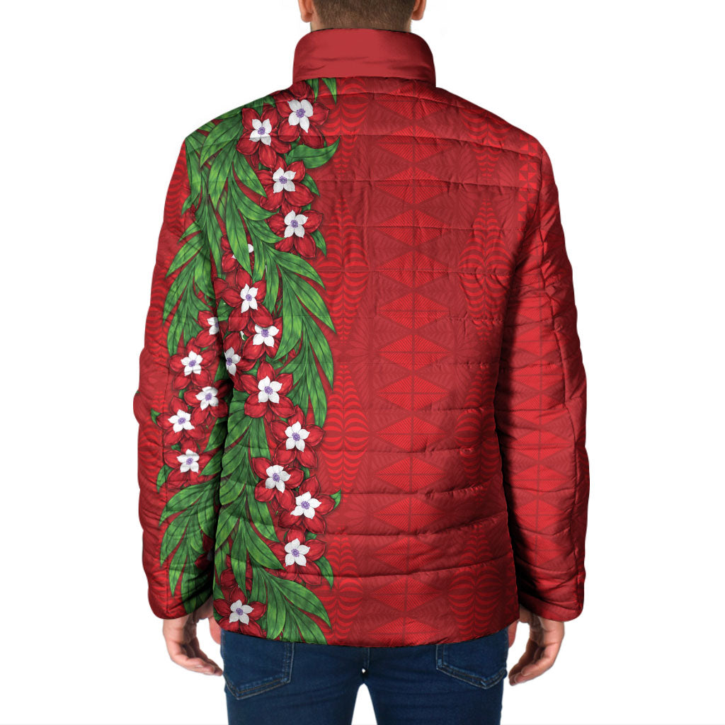 Tonga Language Week Padded Jacket Heilala Floral Red