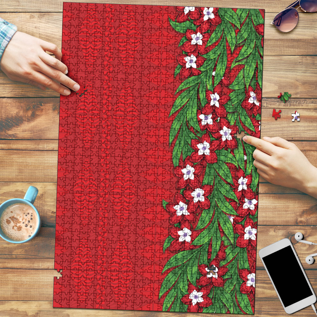 Tonga Language Week Puzzle Heilala Floral Red