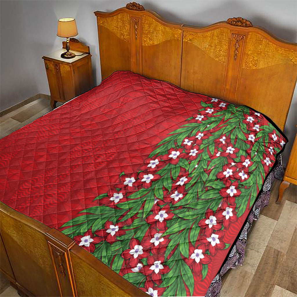 Tonga Language Week Quilt Heilala Floral Red