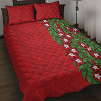 Tonga Language Week Quilt Bed Set Heilala Floral Red