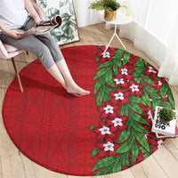 Tonga Language Week Round Carpet Heilala Floral Red