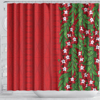 Tonga Language Week Shower Curtain Heilala Floral Red