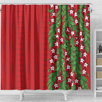 Tonga Language Week Shower Curtain Heilala Floral Red