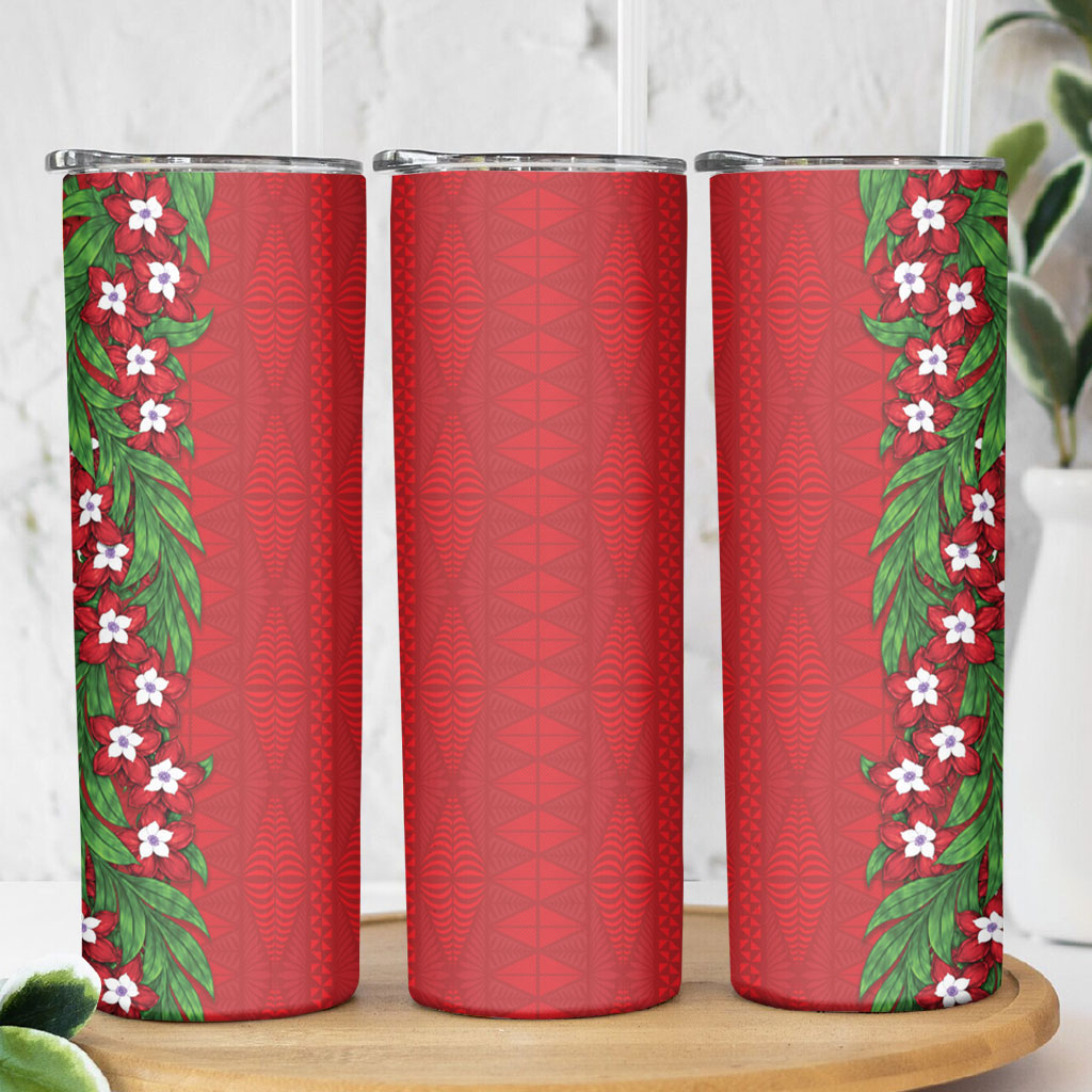 Tonga Language Week Skinny Tumbler Heilala Floral Red