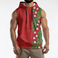 Tonga Language Week Sleeveless Hoodie Heilala Floral Red