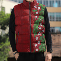 Tonga Language Week Sleeveless Puffer Jacket Heilala Floral Red